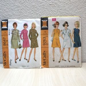 McCalls #8647 & #9263 Clothing Patterns for Dresses/Skirts. Vintage Retr…